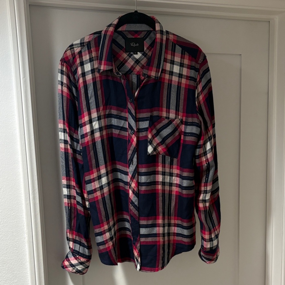 Rails Plaid Blouse - like new gold detail
